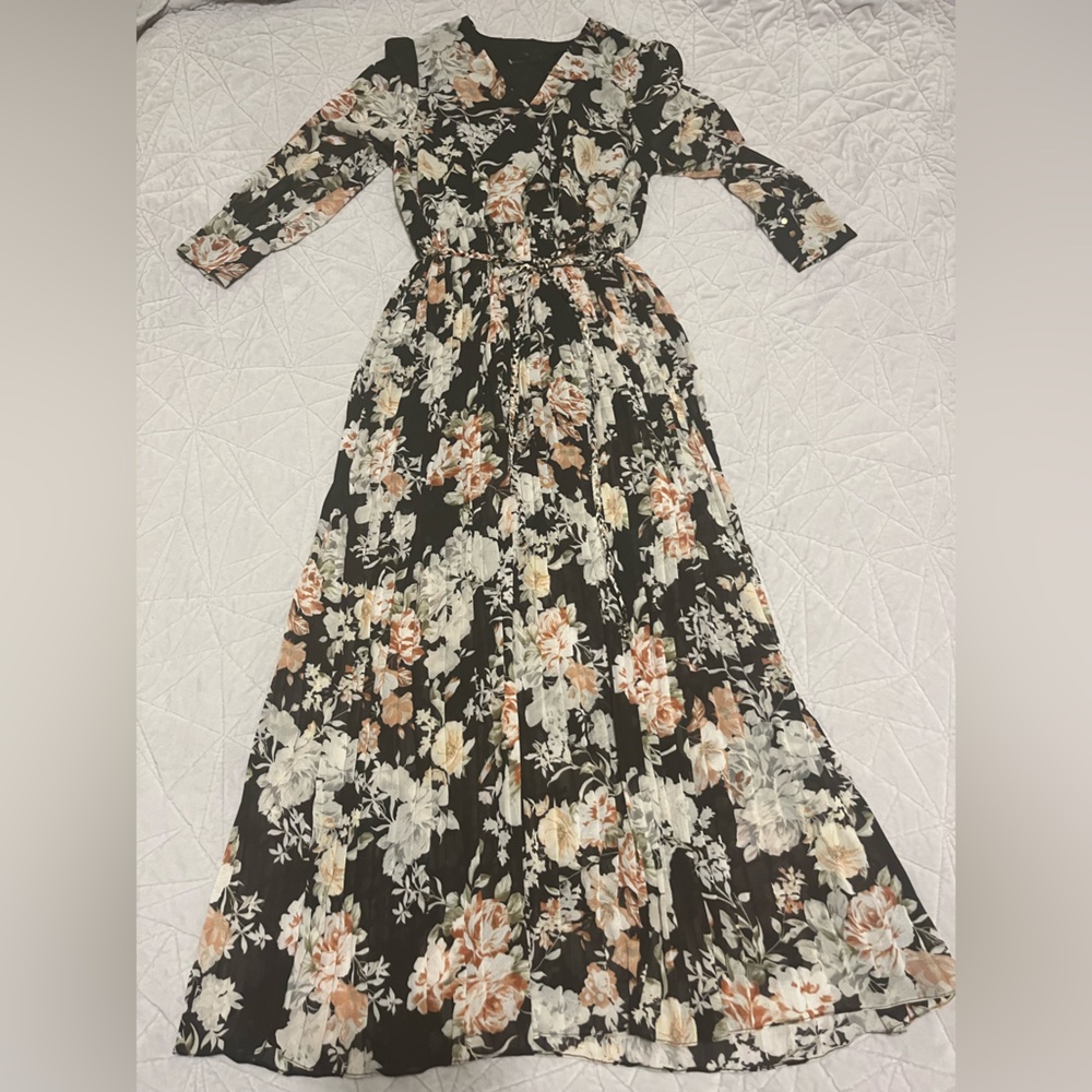Miss Avenue Black Pink Long Sleeve Sundress